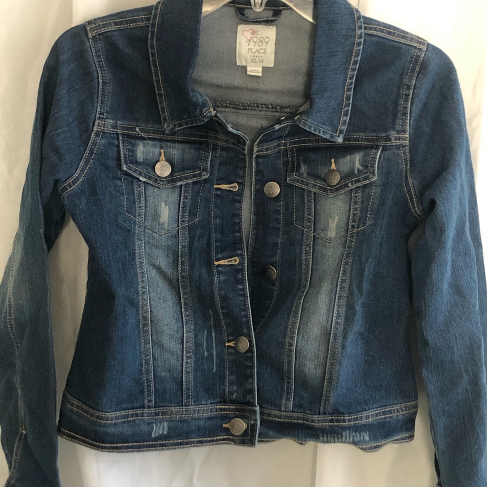 Girls distressed denim jacket